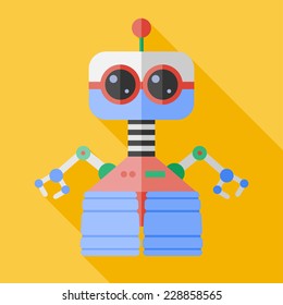 Vector flat retro color robot toy. Eps10