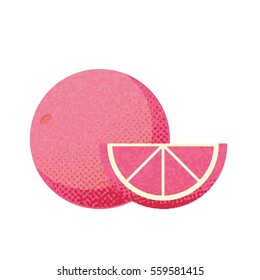 Vector flat retro halftone dots grape grapefruit icon design template