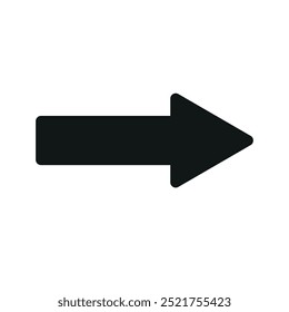 Vector flat right arrow silhouette isolated on white background