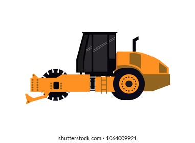 Vector flat road roller truck