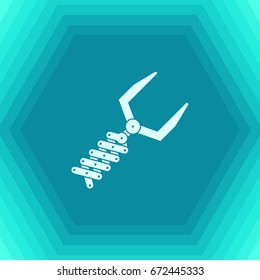 Vector flat robot hand icon on hexagonal background 