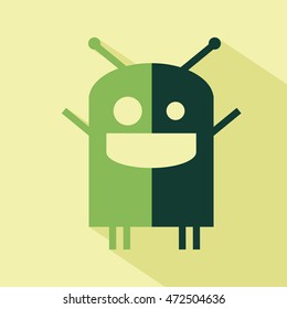 Vector flat robot icon. Isolated colored icon for logo, web site design, app, UI. Flat robot illustration for posters, cards, book cover, flyers, banner, web, game designs.