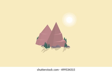 Vector flat of rock landscape illustration collection