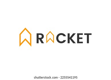 vector flat rocket logo templet
