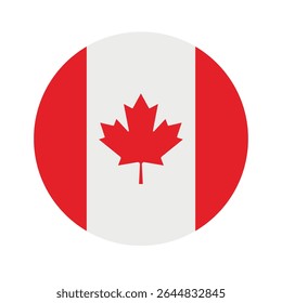 Vector flat round Canada flag isolated on white background