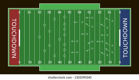 Vector flat rugby field illustration