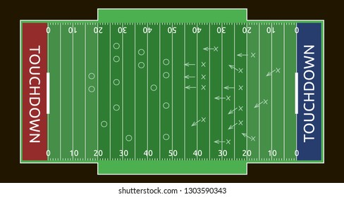 Vector flat rugby field illustration