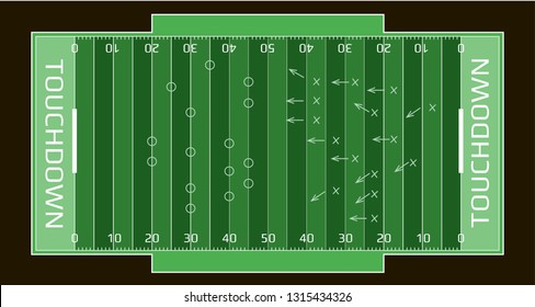 Vector flat rugby field illustration. Abstract sport illustration