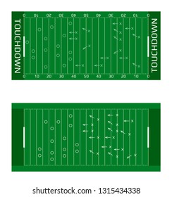 Vector flat rugby field illustration. Abstract sport illustration