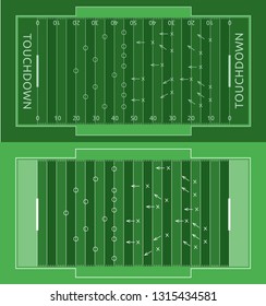Vector flat rugby field illustration. Abstract sport illustration