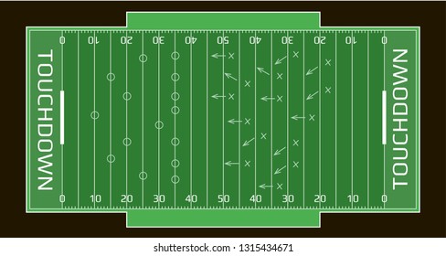 Vector flat rugby field illustration. Abstract sport illustration
