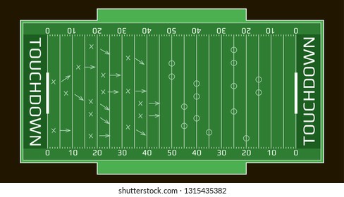 Vector flat rugby field illustration. Abstract sport illustration