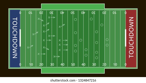 Vector flat rugby field illustration. Abstract sport illustration