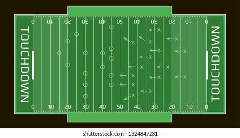 Vector flat rugby field illustration. Abstract sport illustration