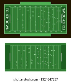 Vector flat rugby field illustration. Abstract sport illustration
