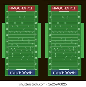 Vector flat rugby field illustration. Abstract sport football illustration.