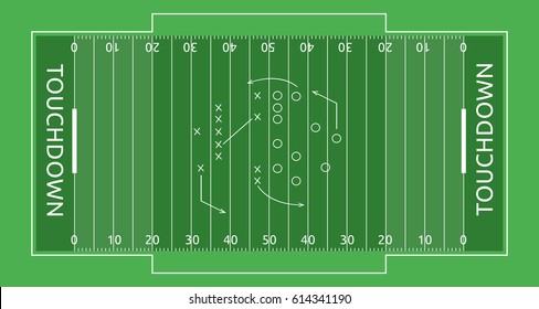 Vector flat rugby field illustration