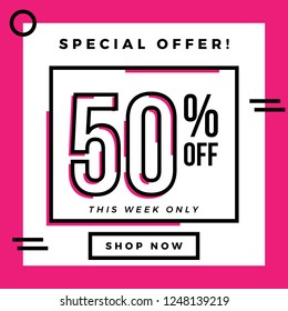 vector flat sale banner 50% discount