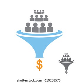 vector Flat sales funnel icon isolated on white background. vector client funnel pictogram