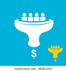vector Flat sales funnel icon isolated on white background. vector client funnel pictogram