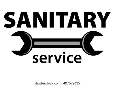 Vector flat sanitary company insignia template. Sanitary service logo design.