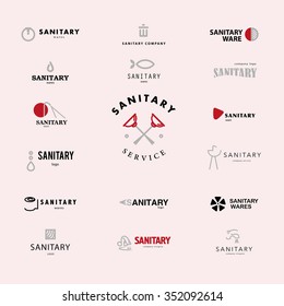 Vector flat sanitary and hygienic company insignia template isolated on light background. Sanitary service logo design. Bath icon. Engineering business.