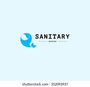 Vector flat sanitary and hygienic company insignia template. Sanitary service logo design.