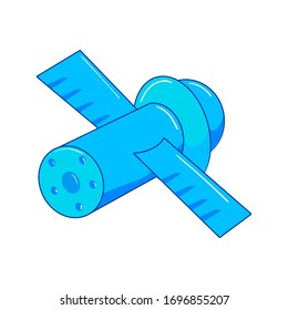 Vector flat satellite cartoon satellite drawing on white isolated background