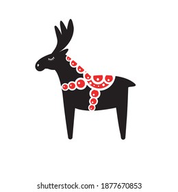 Vector flat Scandinavian Dala deer moose isolated on white background