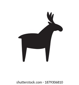 Vector flat Scandinavian Dala deer moose silhouette isolated on white background