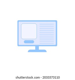 Monitor de computadora esquemático vectorial plano aislado en equipo electrónico en segundo plano vacío, electrodomésticos y concepto de tecnologías digitales modernas, banner y diseño de sitios web