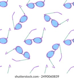Vector flat school and office supplies Illustration. Eyeglasses seamless pattern. Back to School. School essential illustration.