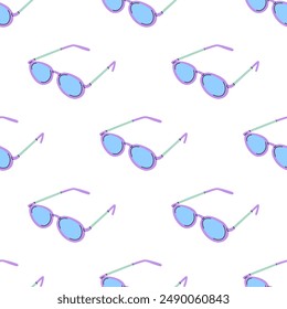 Vector flat school and office supplies Illustration. Eyeglasses seamless pattern. Back to School. School essential illustration.