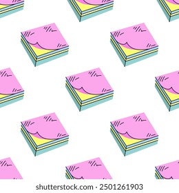 Vector  flat  school and office tools Illustration.  Sticky notes seamless pattern. Back to School.