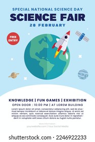 Vector flat of science fair background suitable for, brochure, poster, backdrop and social media