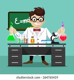 Vector flat scientist illustration