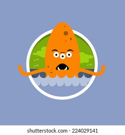 Vector flat sea monster in the water