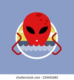 Vector flat sea monster in the water 