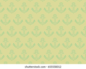 Vector flat sea seamless pattern background. Template with anchor