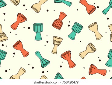 vector flat seamless pattern design illustration percussion