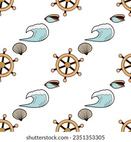 vector flat seamless pattern on the theme of sea cruise