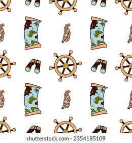 vector flat seamless pattern on the theme of sea cruise