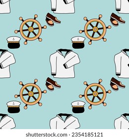 vector flat seamless pattern on the theme of sea cruise