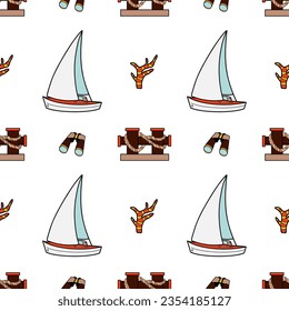 vector flat seamless pattern on the theme of sea cruise