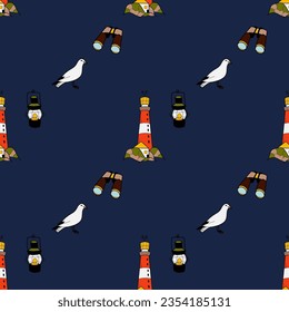 vector flat seamless pattern on the theme of sea cruise