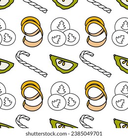 vector flat seamless pattern for winter warmth, sweets