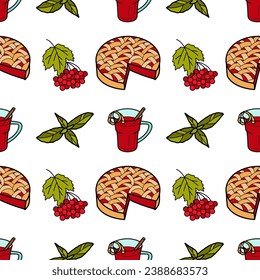 vector flat seamless pattern for winter warmth, sweets