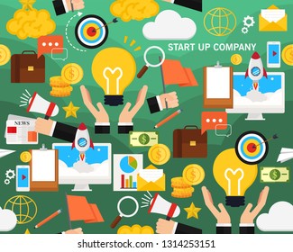 Vector flat seamless texture pattern Startup Company