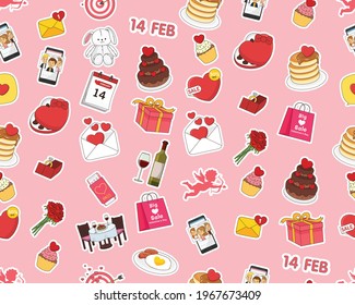 Vector flat seamless texture pattern valentine