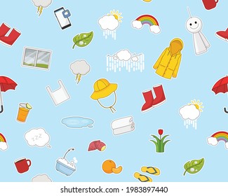 Vector flat seamless texture pattern Rainy Season